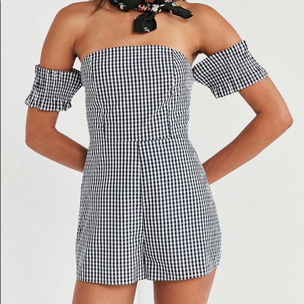 Navy Gingham Romper - Picture 2 of 2
